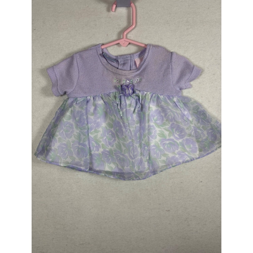 Baby Headquarters Dress Baby 12M Purple Floral Ribbed Knit 11308159